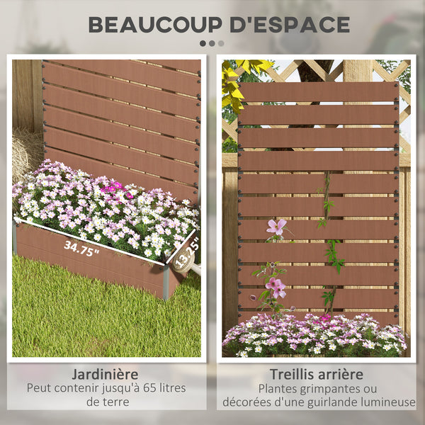 Jardinière avec treillis, lit surélevé de jardin, jardinière extérieure pour plantes grimpantes, bac à fleurs rectangulaire pot de plantes pour balcon terrasse patio, 90,5x38x180 cm, marron