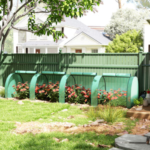 Mini Serre de Jardin mini serre tunnel serre à tomates 4 x 1 x 0,8 m Acier PE Haute densité 140 g/m² Anti-UV 4 portes avec Zip enroulables Vert
