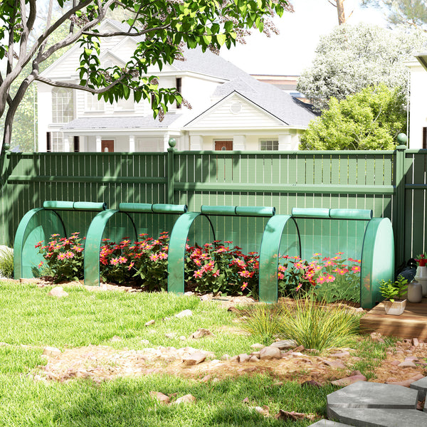 Mini Serre de Jardin mini serre tunnel serre à tomates 4 x 1 x 0,8 m Acier PE Haute densité 140 g/m² Anti-UV 4 portes avec Zip enroulables Vert
