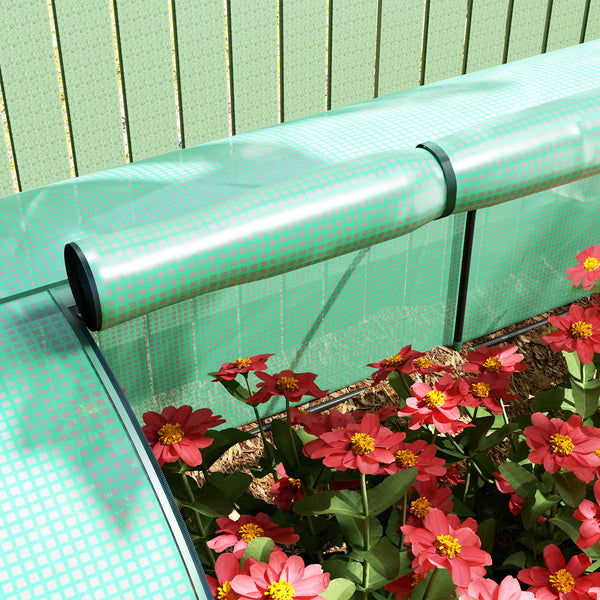 Mini Serre de Jardin mini serre tunnel serre à tomates 4 x 1 x 0,8 m Acier PE Haute densité 140 g/m² Anti-UV 4 portes avec Zip enroulables Vert