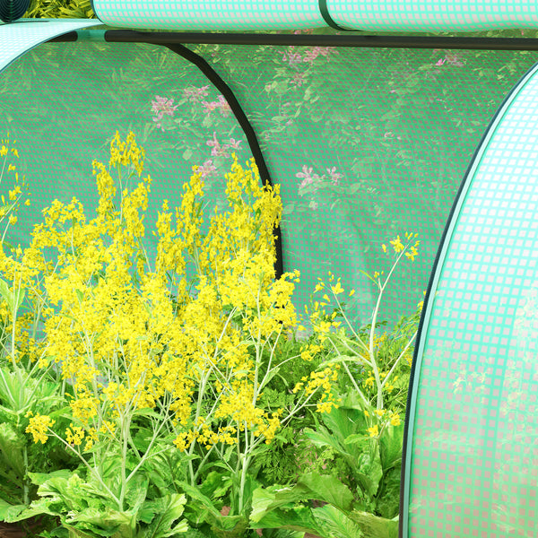 Mini Serre de Jardin mini serre tunnel serre à tomates 4 x 1 x 0,8 m Acier PE Haute densité 140 g/m² Anti-UV 4 portes avec Zip enroulables Vert