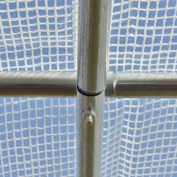 Serre de jardin tunnel, serre tunnel 6 m² avec 6 fenêtres et 1 porte enroulable, toile PE structure en acier galvanisé, blanc