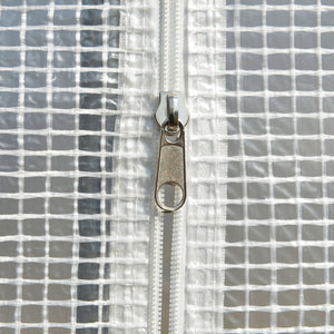 Serre de jardin tunnel, serre tunnel 6 m² avec 6 fenêtres et 1 porte enroulable, toile PE structure en acier galvanisé, blanc