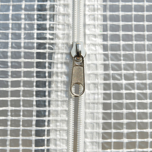 Serre de jardin tunnel, serre tunnel 6 m² avec 6 fenêtres et 1 porte enroulable, toile PE structure en acier galvanisé, blanc