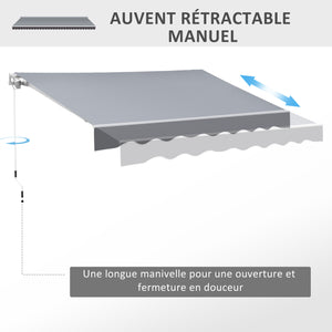 Store banne manuel rétractable dim. 2,5L x 2l (avancée) m inclinaison réglable store banne alu. polyester imperméabilisé haute densité gris