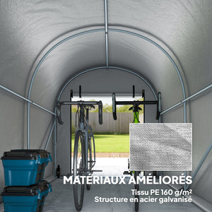 Tente de rangement de Jardin abri extérieur résistant à l'eau pour vélos, outils, porte zippée, cadre acier galvanisé