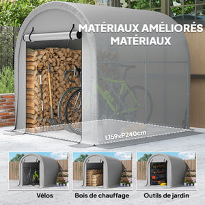 Tente de rangement de Jardin abri extérieur résistant à l'eau pour vélos, outils, porte zippée, cadre acier galvanisé