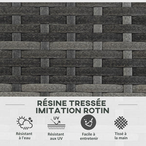 Jardinière pour plantes avec treillis 2 pots bac à plante jardinière 22L jardin balcon patio terrasse extérieur en résine tressée et acier 57 x 30 x 107 cm gris
