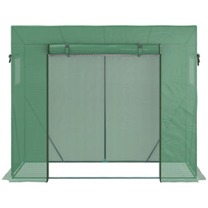 Serre de jardin PE, serre de balcon, bâche renforcée 140 g/m², châssis en acier, porte zippée enroulable, pour légumes plantes fleurs, intérieur et extérieur, 200 x 77 x 169 cm, vert