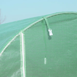 Serre de Jardin Tunnel Surface Sol 6 m² 3L x 2l x 2,10H m châssis Tubulaire renforcé Double Porte zippée 4 fenêtres enroulables Vert