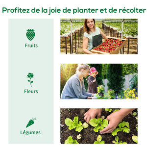 Serre de Jardin Tunnel Surface Sol 6 m² 3L x 2l x 2,10H m châssis Tubulaire renforcé Double Porte zippée 4 fenêtres enroulables Vert
