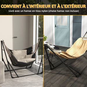 Support avec hamac pliable en acier, support 2 en 1 pour hamac ou chaise suspendue, sac de transport inclus, dim. 263L x 89l x 100H cm