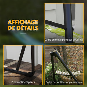 Support avec hamac pliable en acier, support 2 en 1 pour hamac ou chaise suspendue, sac de transport inclus, dim. 263L x 89l x 100H cm