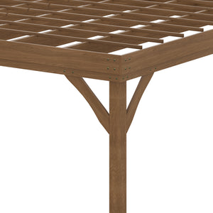 Pergola jardin extérieur 4 x 3 m pergola en bois traditionnelle autoportante avec 4 pieds Toit terrasse à décorer - marron