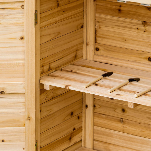 Armoire de jardin remise pour outils sur pied placard avec double porte et étagère interne en bois massif sapin pré-huilé dim. 83L x 40l x 92H cm naturel