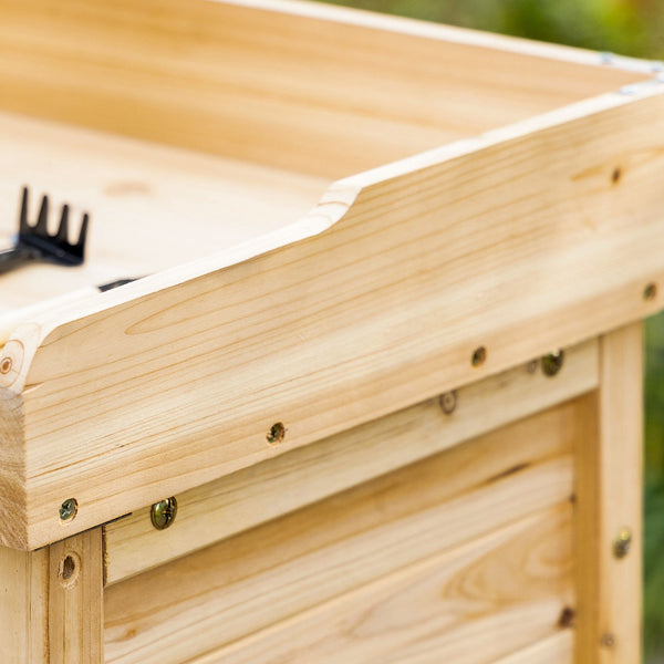 Armoire de jardin remise pour outils sur pied placard avec double porte et étagère interne en bois massif sapin pré-huilé dim. 83L x 40l x 92H cm naturel
