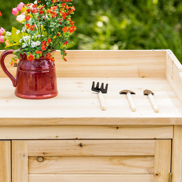 Armoire de jardin remise pour outils sur pied placard avec double porte et étagère interne en bois massif sapin pré-huilé dim. 83L x 40l x 92H cm naturel