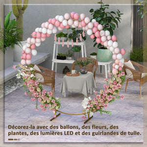 Décoration de kit d'arche de ballon rond arche de jardin arche à rosiers arche pour plantes grimpantes pour mariage, anniversaire, cérémonie et banquet en acier doré 2,24 m