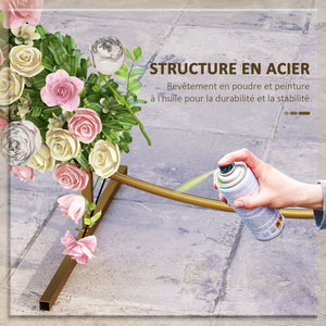 Décoration de kit d'arche de ballon rond arche de jardin arche à rosiers arche pour plantes grimpantes pour mariage, anniversaire, cérémonie et banquet en acier doré 2,24 m