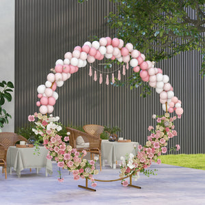 Décoration de kit d'arche de ballon rond arche de jardin arche à rosiers arche pour plantes grimpantes pour mariage, anniversaire, cérémonie et banquet en acier doré 2,24 m