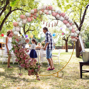 Décoration de kit d'arche de ballon rond arche de jardin arche à rosiers arche pour plantes grimpantes pour mariage, anniversaire, cérémonie et banquet en acier doré 2,24 m